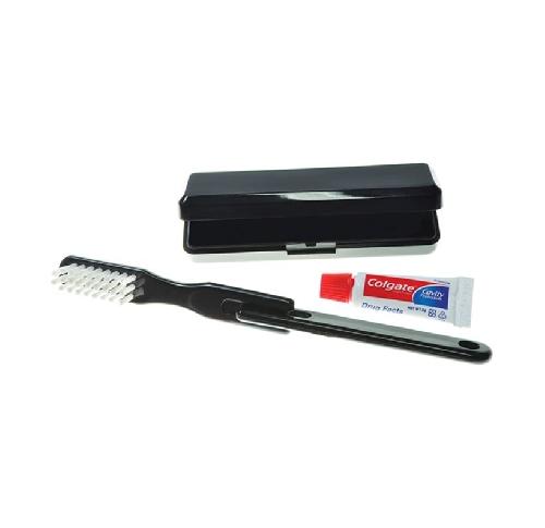 Black Travel Toothbrush & Toothpaste Set